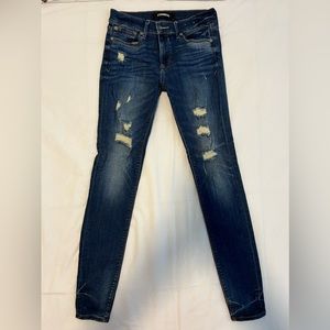 EXPRESS Jeans Stretch Legging Mid Rise size 4 Long Distressed